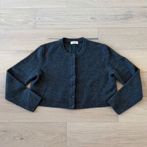 Aritzia Dark Gray Cashmere Cropped Cardigan S
